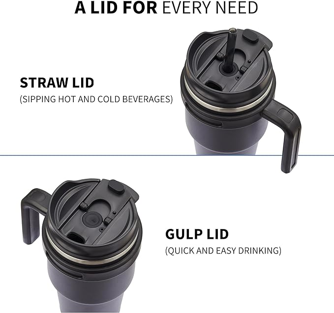 ALOUFEA 20 oz Insulated Coffee Mug Tumbler with Handle, Stainless Steel Travel Mug Tumbler with Lid and Straw,Double Wall Vacuum Leak Proof Ice Coffee Thermal Cup,Sage