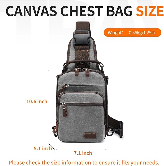 Nerlion Sling Bag for Men Waxed Canvas Crossbody Bag Chest Bag Water Resistant Shoulder Bag Casual Daypack