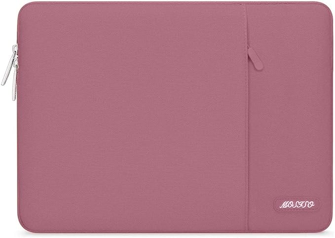 MOSISO Laptop Case 15 inch, 15 inch Laptop Sleeve Compatible with MacBook Air 15 M4 A3241 M3 A3114 M2 A2941 2025 2024 2023,Dell XPS 15,Polyester Vertical Computer Sleeve Bag with Pocket, Dusty Rose