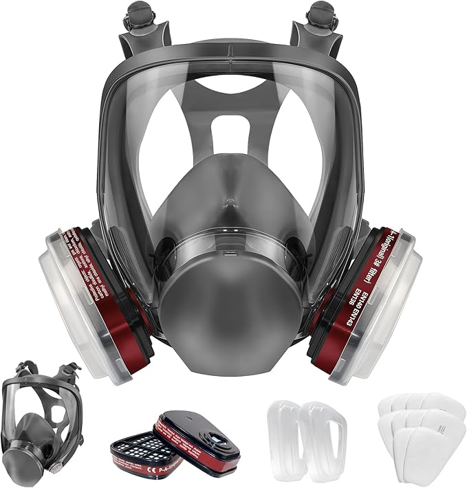 Full Face Respirator Mask - Gas Mask with Filter Cartridges for Painting, Sanding, Asbestos, Fume, Resin and Dust
