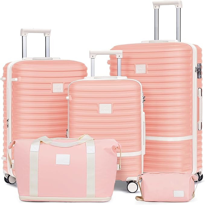 Joyway Luggage Set 3 Piece Suitcase Sets with Spinner Wheel,Hardside Expandable Travel Laggage with TSA Lock (20/24/28,Pink