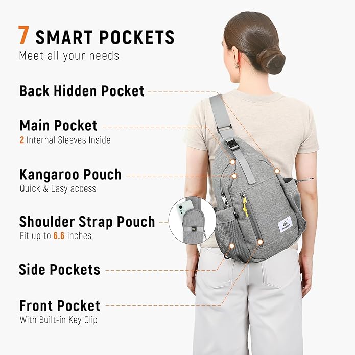 SKYSPER Sling Bag Anti-Theft Crossbody Bag RFID Travel Cross Body Shoulder Sling Backpack