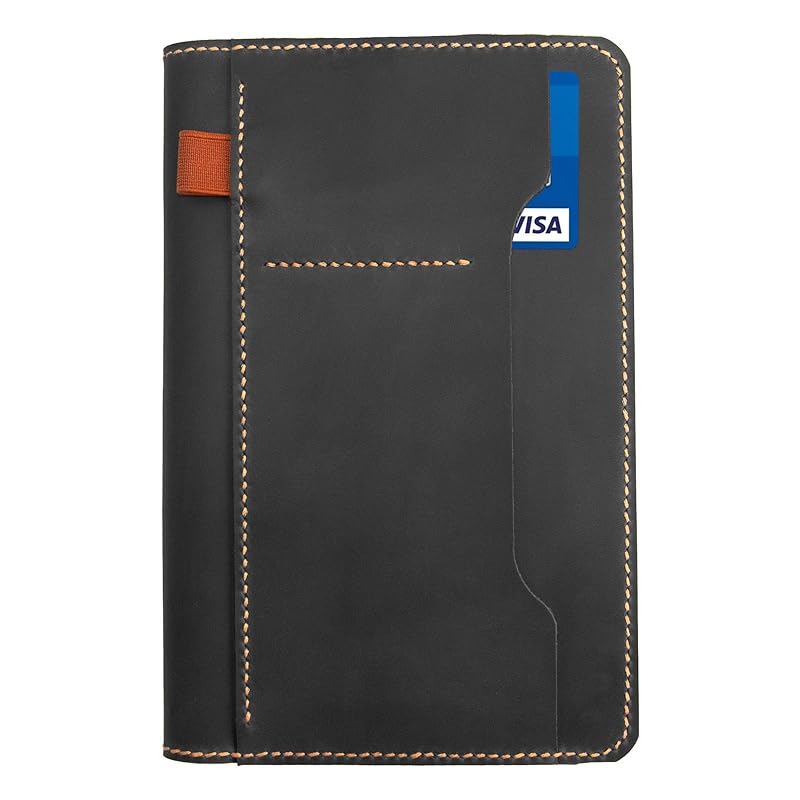 Genuine Leather Notebook Notepad Cover for TOPS The Legal Pad Writing Pads Docket 5" x 8" Cover, retro real leather portfolio folder cover organizer (Black)