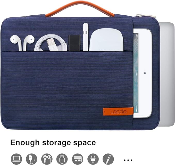 Lacdo 360° Protective 14 Inch Laptop Sleeve Case for HP Lenovo Dell ASUS Acer Chromebook 14 / HP Stream 14 / Dell Inspiron 14 / Lenovo IdeaPad 14 / Acer Spin 3 /ASUS ZenBook 14 Computer Bag, Blue