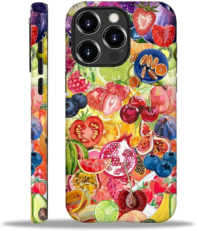 Case for iPhone 16 Pro,Summer Fruit Collage for Woman Men Full Body Protective Cover Shockproof 2 in 1 Silicone + Hard PC Case for iPhone 16 Pro