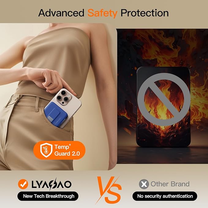 2025 Magnetic Battery Pack 16800mAh Mobile Power Bank, Portable Charger with Foldable Stand and Built-in Cable, 20W USB-C Fast Charging, Suitable for iPhone 17/16/15/14/13/12 Series