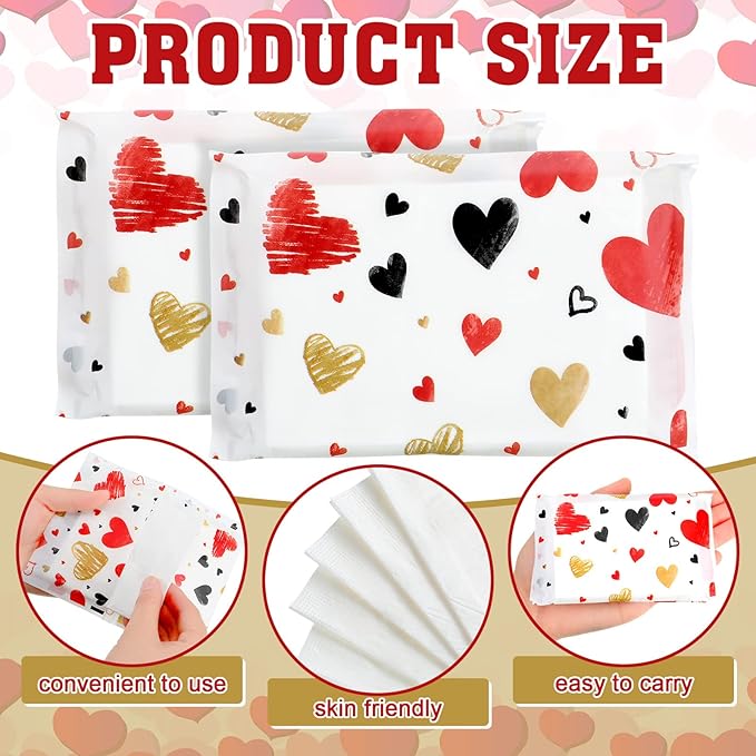 Eaasty 100 Packs Pocket Pack Travel Size Facial Tissues 3 Ply Paper Mini Wedding Tissues for Guests Travel Valentine Wedding Party Favors