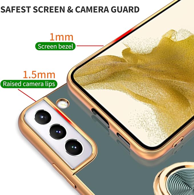 Tnarru Compatible for Samsung Galaxy S22 Plus Case with Ring Holder Kickstand [with Magnetic] Soft TPU Shockproof Electroplated Protective Phone Case for Galaxy S22+ 5G Grey