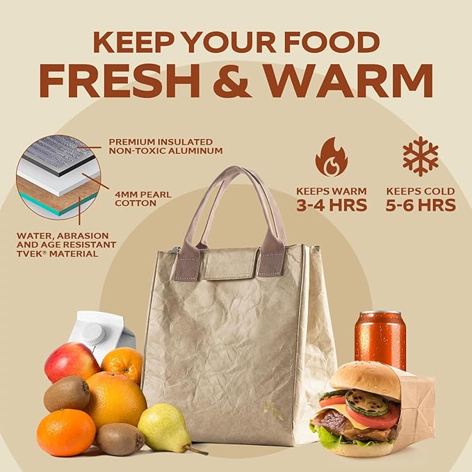 VonNova Women’s Insulated Lunch Bag with Premium 4mm Cooler Insulation, Cute Large 7L Lunch Tote for Office, Durable Small Lunch Box for Women, Stylish Lunchbox for Adults, Teens, Nurses, Teachers