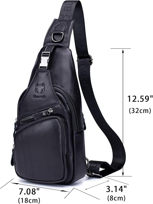 LUKZIJAES Genuine Leather Sling Bag for Men