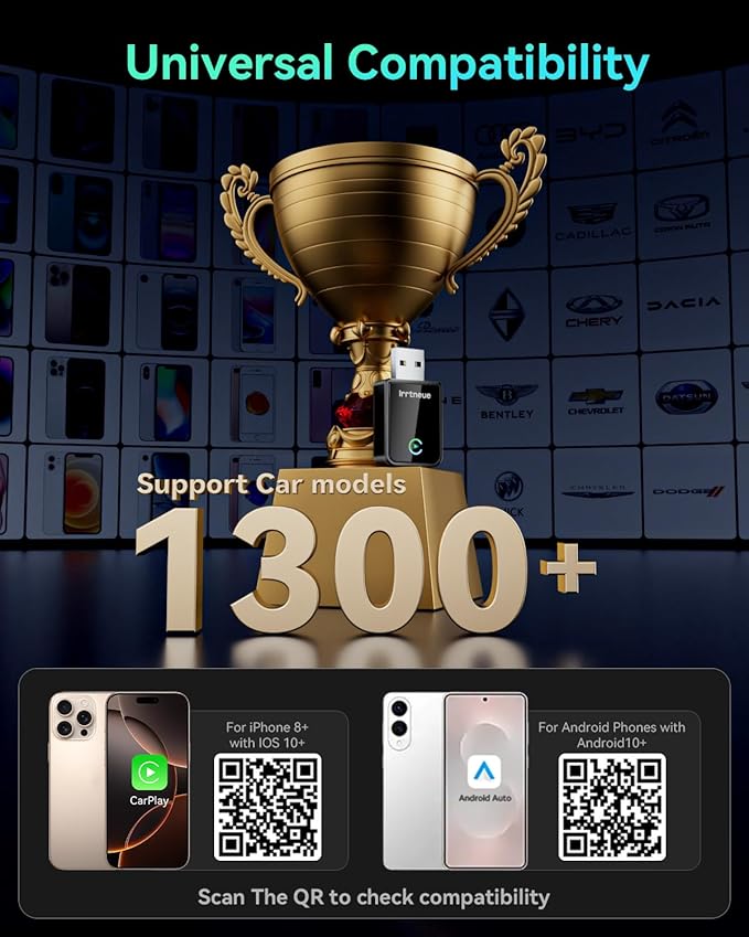 Wireless CarPlay Adapter 2025 Version, 2-in-1 Stable 5.8GHz Connection, Plug & Play via USB/USB-C, Auto Connect, Compact Car Accessory (Style 1)