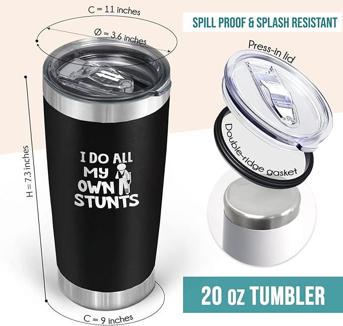 Broken Arm Gifts - Funny Get Well Soon Knee Surgery & Hospital Gifts - I Do All My Own Stunts 20 Oz Stainless Steel Tumbler