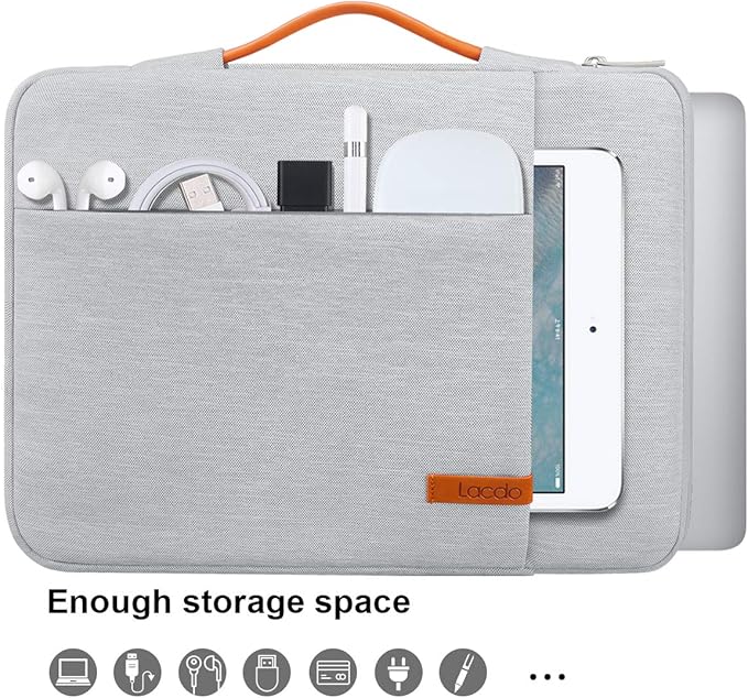Lacdo 360° Protective Laptop Sleeve Case for 15 inch New MacBook Air M4 A3241 2025, M3 A3114, M2 A2941 2024-2023, 15 inch MacBook Pro A1990 A1707, Dell XPS 15 Plus Computer Bag, Water-Resistant, Gray