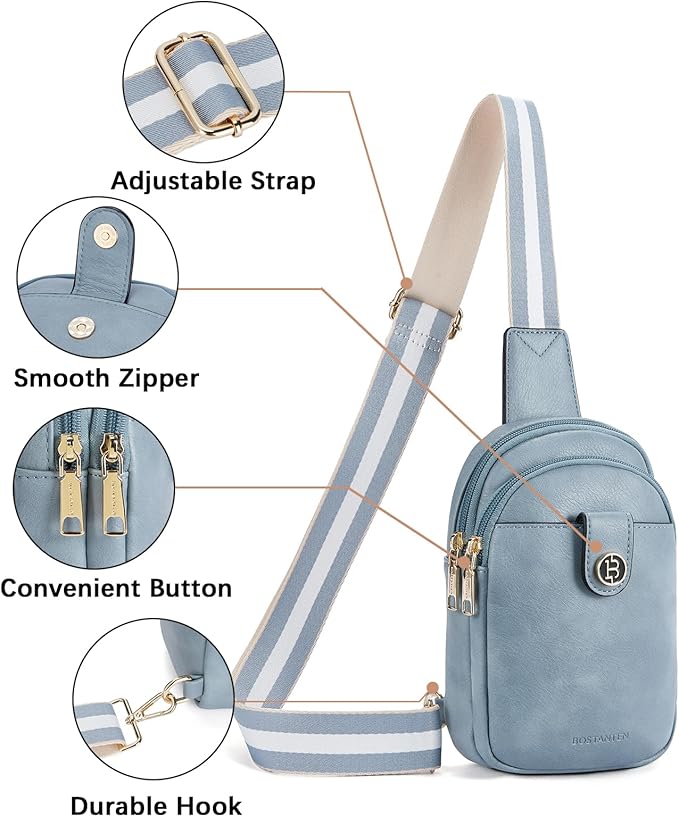 BOSTANTEN Small Sling Bag Crossbody Bags for Women Trendy Crossbody Purse Leather Chest Bag