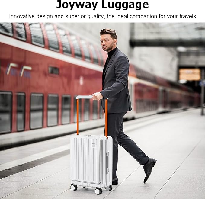 Joyway Hardshell Carry on Luggage with Front Pocket, Lightweight Hardside 20 Inch Suitcase with Spinner Wheels and TSA Lock (White, Carry on Luggage-20 Inch)