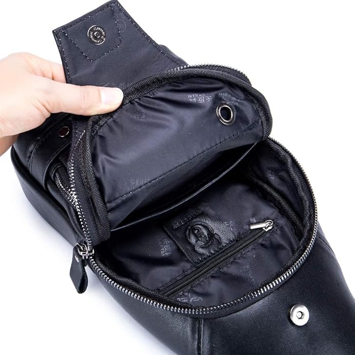 KPYWZER Vintage Leather Sling Bag Backpack for Men Crossbody Shoulder Chest Day Pack Backpacks