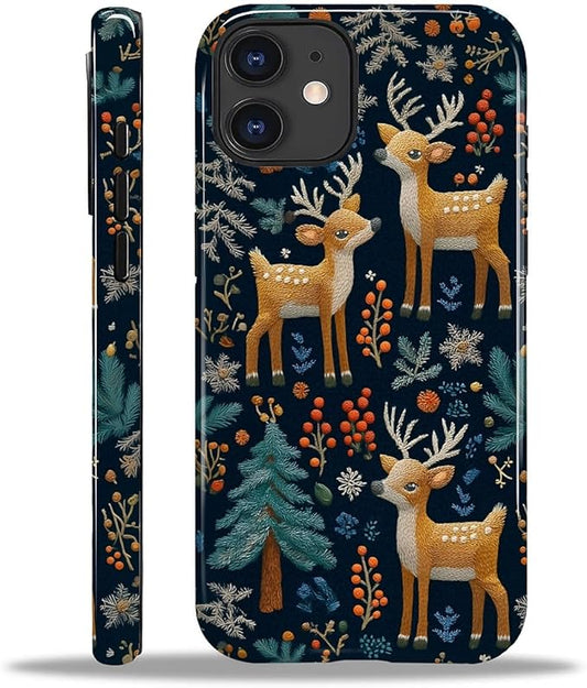Case for iPhone 11 Case,Cute Christmas Reindeer Design - Hybrid Dual Protection Silicone + Hard PC Shockproof Full Body Cover Slim Anti-Scratch Protective Case for Men Women
