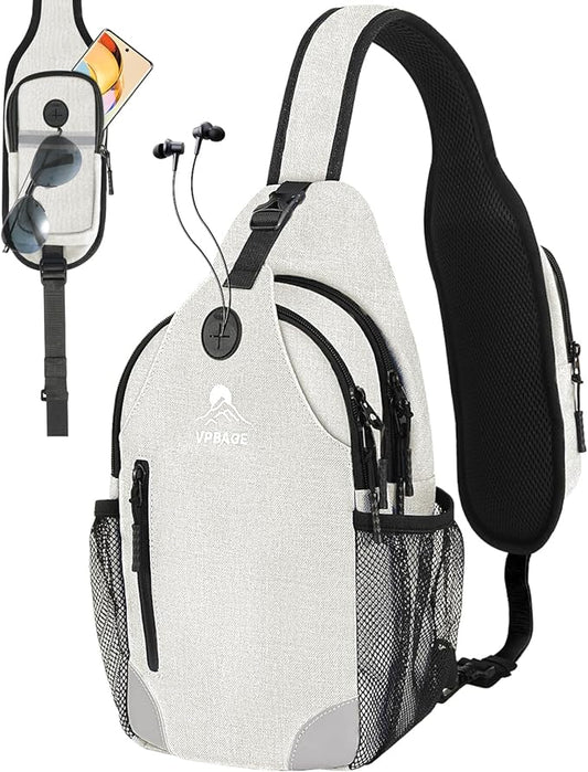 Sling Bag for Women, Crossbody Bag for Men, Cross Body Hiking Backpack, Travel Daypack, Chest Pack with Chest Phone Holder