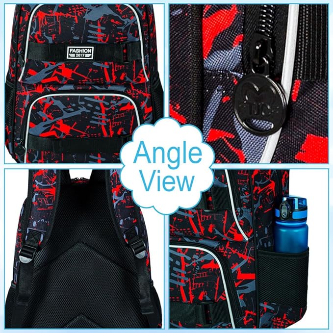 3Pcs Backpack for Girls Boys, 17 Inch School Bookbag with Lunch Box, Durable Laptop Backpacks Set for Teens College