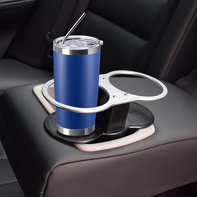 20oz insulted tumblers stainless steel cup Tumbler Bulk with push Lid, and metal straw powder coated coffee cup for cold and hot drinking (48, dark blue)