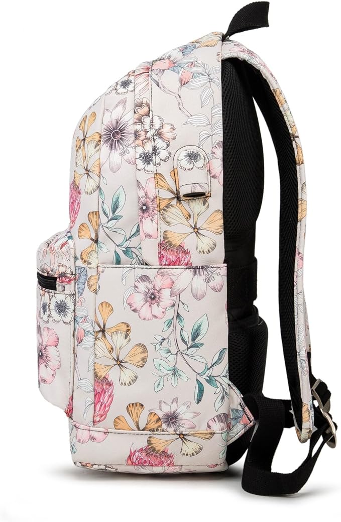 Kinmac Laptop Backpack with USB Charging Port for Laptop Up to 15.6 Inch Men Women Travel Outdoor Backpack (Floral)