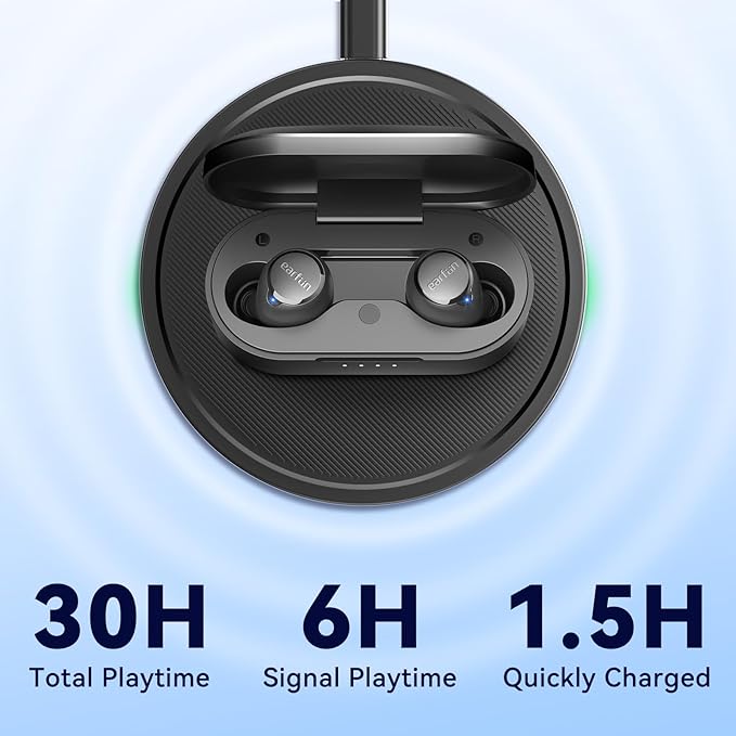 EarFun Free 1S Wireless Earbuds, Bluetooth Earbuds with Deep Bass, 4 Mics for Clear Call, Customizable EQ App, IPX7 Waterproof in-Ear Headphones, 30H Playtime, Wireless Charging