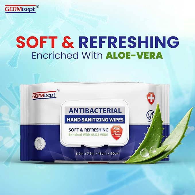 Germisept Antibacterial Hand Sanitizing Wipes Bulk Buy ((50 Count x 24 Pack = 1200 Wipes))