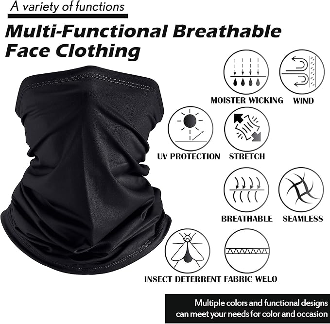 Geyoga Winter Face Mask for Men UV Protection Mask Sunscreen Breathable Windproof Neck Gaiters Scarf Fishing Cycling Running