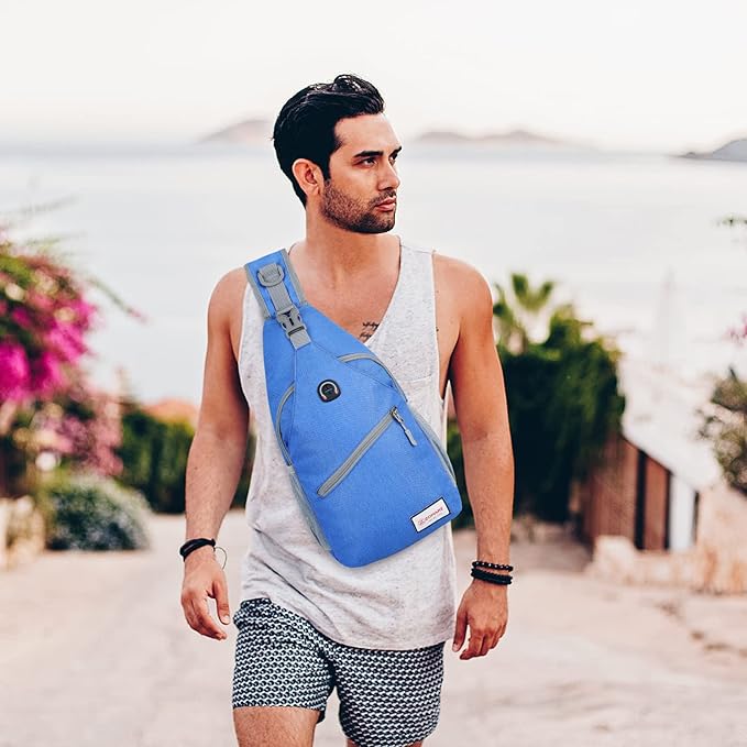 ZOMAKE Sling Bag,Small Crossbody Sling Backpack,Water Resistant Shoulder Daypack for Travel,Anti Thief Chest Bag for Hiking(Blue)