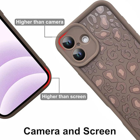 KANGHAR Case for iPhone 16 Leopard Printed Pattern Cute Cheetah Phone Case Soft TPU Shockproof Protective Cover for iPhone 16 6.1 Inch Brown