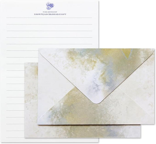Tuhangcc Stationary Paper Set Minimalism- Hand Blended Colors,12 Envelopes (4x6 in) & 24 Lined Paper for Wedding Love Letters, Invitations, Anniversaries (Champagne Gold)