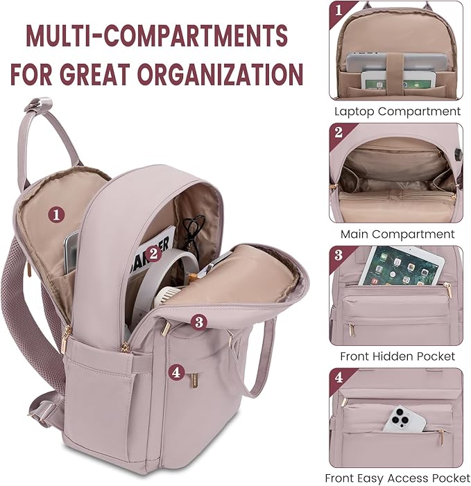 LOVEVOOK Laptop Backpack for Women 15.6 Inch Laptop Bag with USB Port, Fashion Waterproof Backpacks Teacher Nurse Stylish Travel Bags Vintage Daypacks for College Work