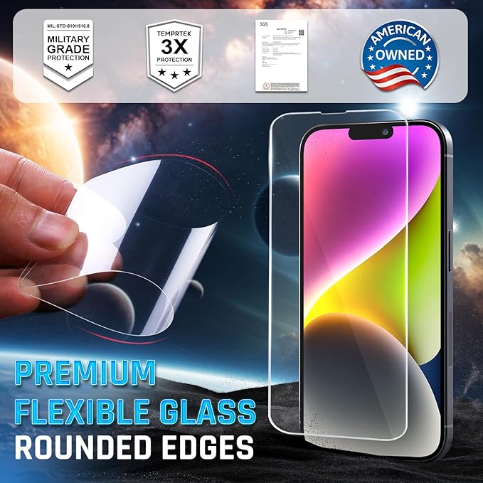 TEMPRTEK+ 2 Pack for iPhone 13 Pro Max/14 Plus Simple Screen Protector Privacy 9H Military Grade Scratch Fingerprint Resistance Anti-Glare Shatterproof Tempered Glass Anti-Spy Easy Installation Bubble Free