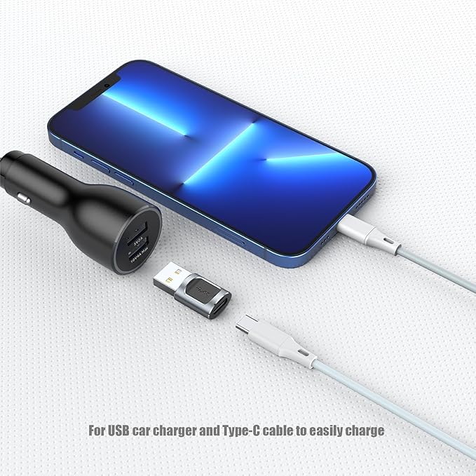 4Pack USB to USBC Adapter,usbc to USB Adapter for iPhone 16/15 Charger,iPhone 16/15/14/13/12 Pro Max Plus,iPad 9/10 Air 5 Mini 6,Car,Samsung S24 S23 S22 Plus Ultra etc.