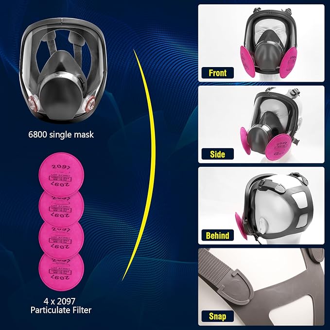 Gas Masks Survival Nuclear and Chemical, Full Face Gas Mask with Activated Carbon Filter