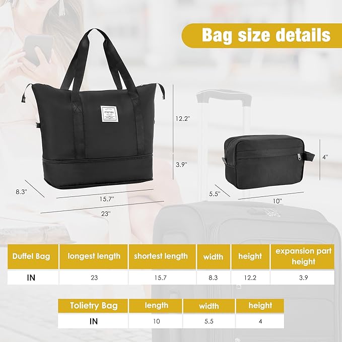 Merax Softside Luggage Set Softshell Lightweight 3 Piece Spinner Suitcase with Duffel Bag Expandable Upright Travel Luggage 22" 26" 30",Black