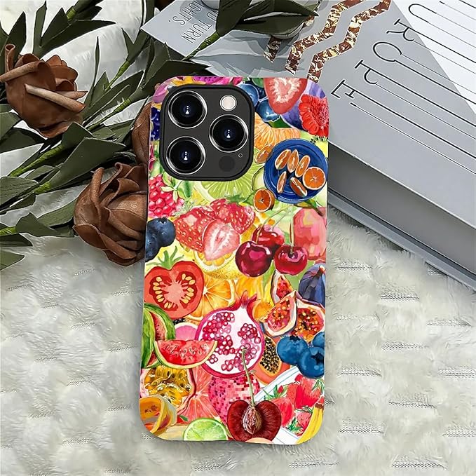Case for iPhone 13 Pro Max,Summer Fruit Collage for Woman Men Full Body Protective Cover Shockproof 2 in 1 Silicone + Hard PC Case for iPhone 13 Pro Max