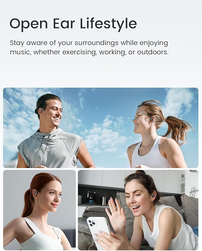 Acefast AceFit Air Open Ear Headphones, Wireless Earbuds with Rich Bass, Bluetooth 5.4 Sports Headphones with Charging Case, 32H Playtime Earbuds IP54 Waterproof for Running, Cycling, Walking, Workout