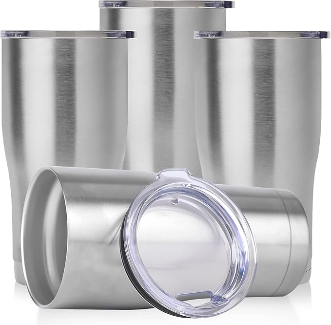 DOMICARE 20oz Tumbler with Lid Stainless Steel Tumblers Bulk, Double Wall Vacuum Insulated Coffee Travel Mug, 4 Pack Stainless Steel