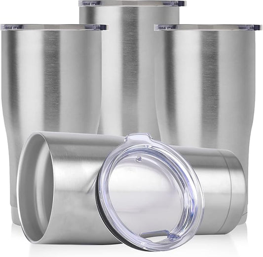 DOMICARE 20oz Tumbler with Lid Stainless Steel Tumblers Bulk, Double Wall Vacuum Insulated Coffee Travel Mug, 4 Pack Stainless Steel