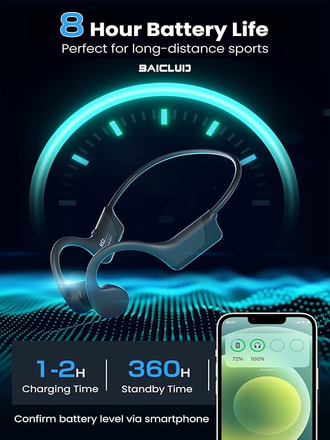 Bone Conduction Headphones, 2025 Upgrade Open-Ear Wireless Bluetooth Workout Headphones with Microphones, 8Hr Playtime, Waterproof Earphones for Sports, Running, Gym, Hiking, Cycling