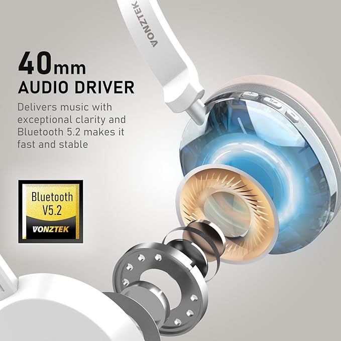 Bluetooth Headset, Wireless Headset with Dual Noise Canceling Microphone for Work &USB Dongle, QCC 5.2 Bluetooth Headphones with Mic Mute/Charge Dock for Computer Cell Phone Office Call Meetings Teams