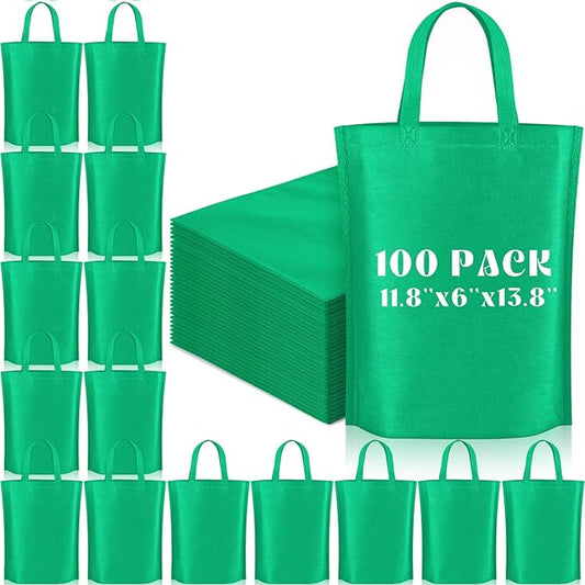 Windyun Reusable Grocery Bags Large Non Woven Shopping Bags with Handle Foldable Portable Tote Carryall Bulk 11.8x6x13.8 Inch