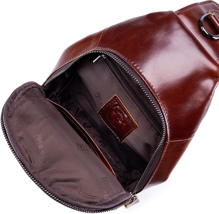 KPYWZER Vintage Leather Sling Bag Backpack for Men Crossbody Shoulder Chest Day Pack Backpacks