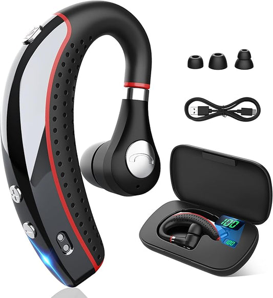 Bluetooth Headset V5.3, Bluetooth Earpiece with 72H Talk Time, Hand-Free Headphones Comfortable Fit, Bluetooth Headphones with Microphone for iOS, Android Devices, for Trucker/Office