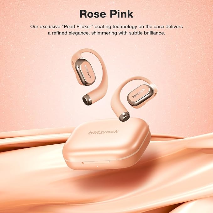 BlitzRock CT3 Pro Open Ear Headphones, Rich Balanced Sound, AI ENC 4 Mics Clear Calls,40H Playtime, IPX5 SweatSafe, Bluetooth 5.4 Wireless Earbuds with Earhooks, App Control