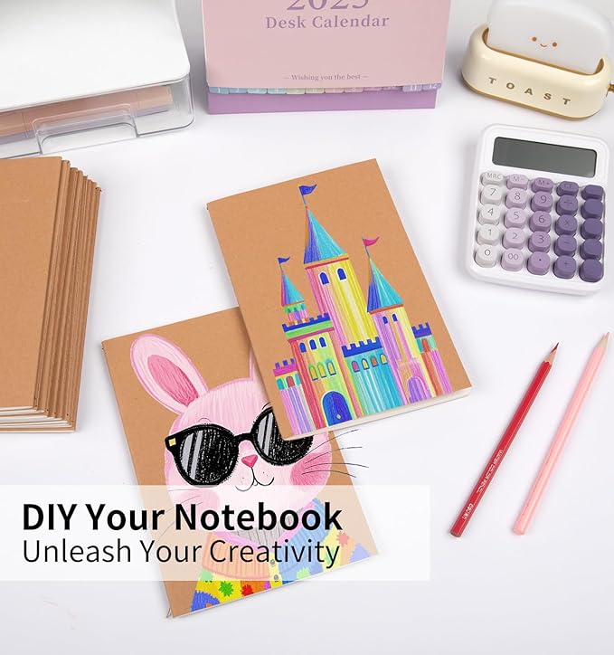 100 Pack A5 Ruled Lined Kraft Notebooks Bulk, Journaling Notebooks, Soft Cover Composition Notebook, 8.3x5.5 Inches 60 Pages Travel Journal Notebooks Set for Work, School, Student, Kids, Writing