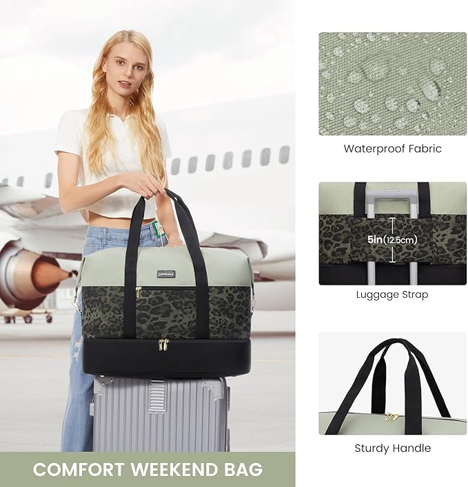 LOVEVOOK Weekender Bag, Large Travel Duffel Bag for Women with 2 Packing Cubes, Carry on Overnight Bag with Shoe Compartment, Mom Hospital Bags for Labor and Delivery