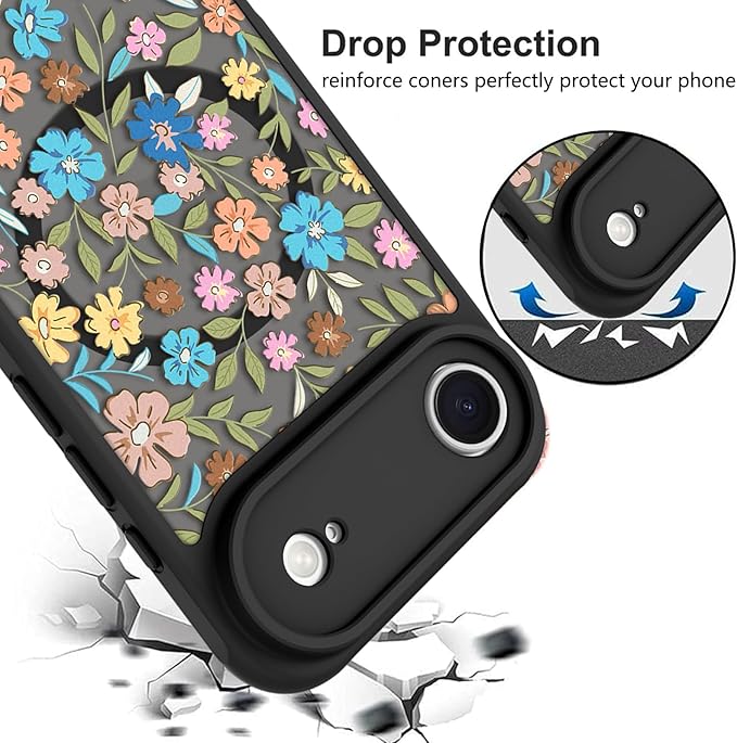 KANGHAR Case Compatible with iPhone Air Flower Pattern [Compatible with Magsafe] Cute Colorful Blooming Florals Protective Magnetic Case for Girls Women 6.5"