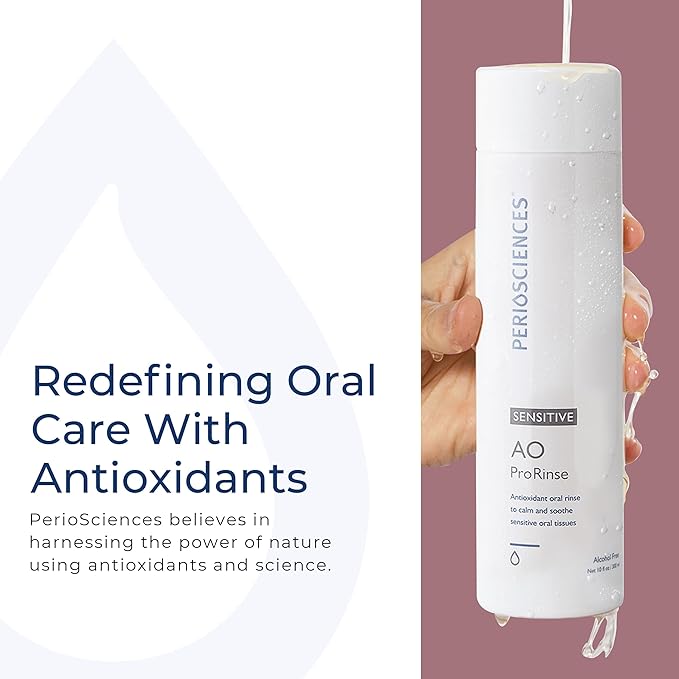 PerioSciences AO ProRinse Sensitive Teeth Mouthwash with Essential Oils and Antioxidants - Alcohol Free Mouthwash for Extreme Oral Sensations, 10 fl oz/300ml Pack of 2